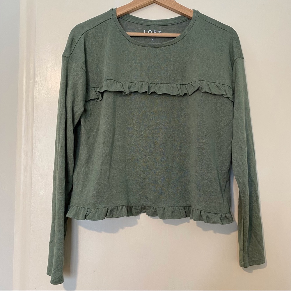 Loft Cropped Ruffle Tee | Small - Picture 2 of 2